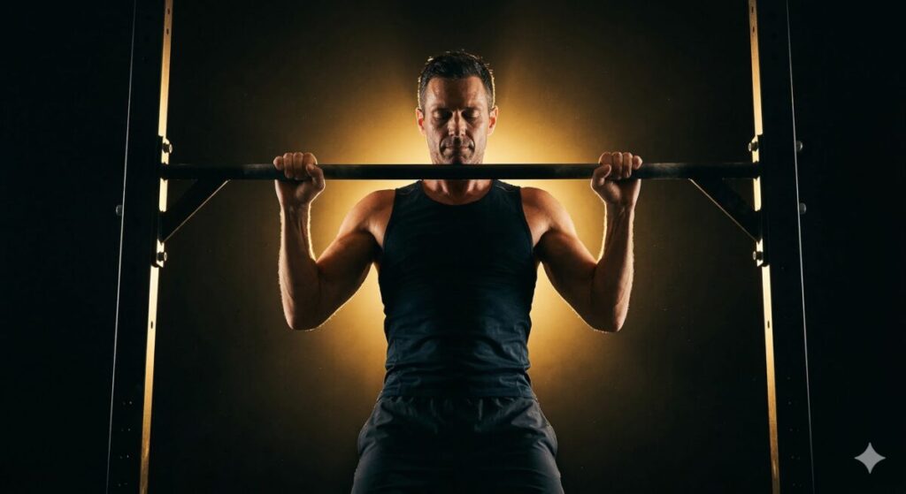 週2〜3回のペースで無理なく懸垂トレーニングを継続する男性